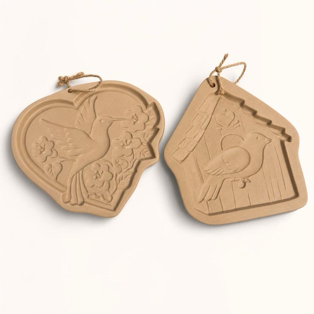 Vintage 90s Brown Bag Cookie Art Bird House Heart Shaped Cookie Molds Lot Of 2